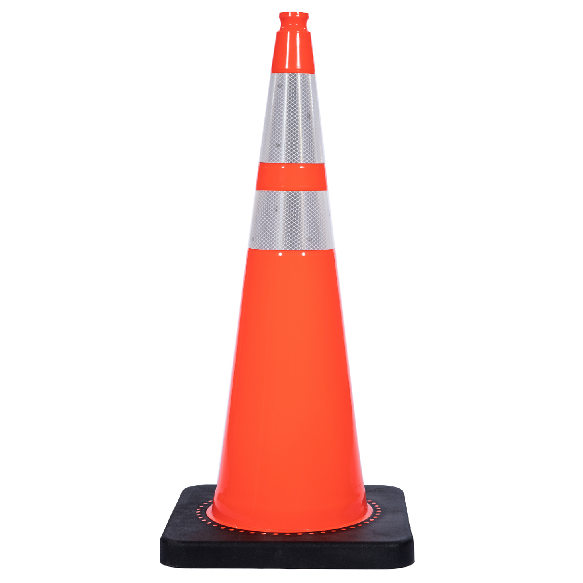 JBC REVOLUTION SERIES 36" Wide Body 15 Lb. Orange Traffic Cone With Black Base, Includes 6" upper and 4" Lower Reflective Collar, Model # RS90070CT+64